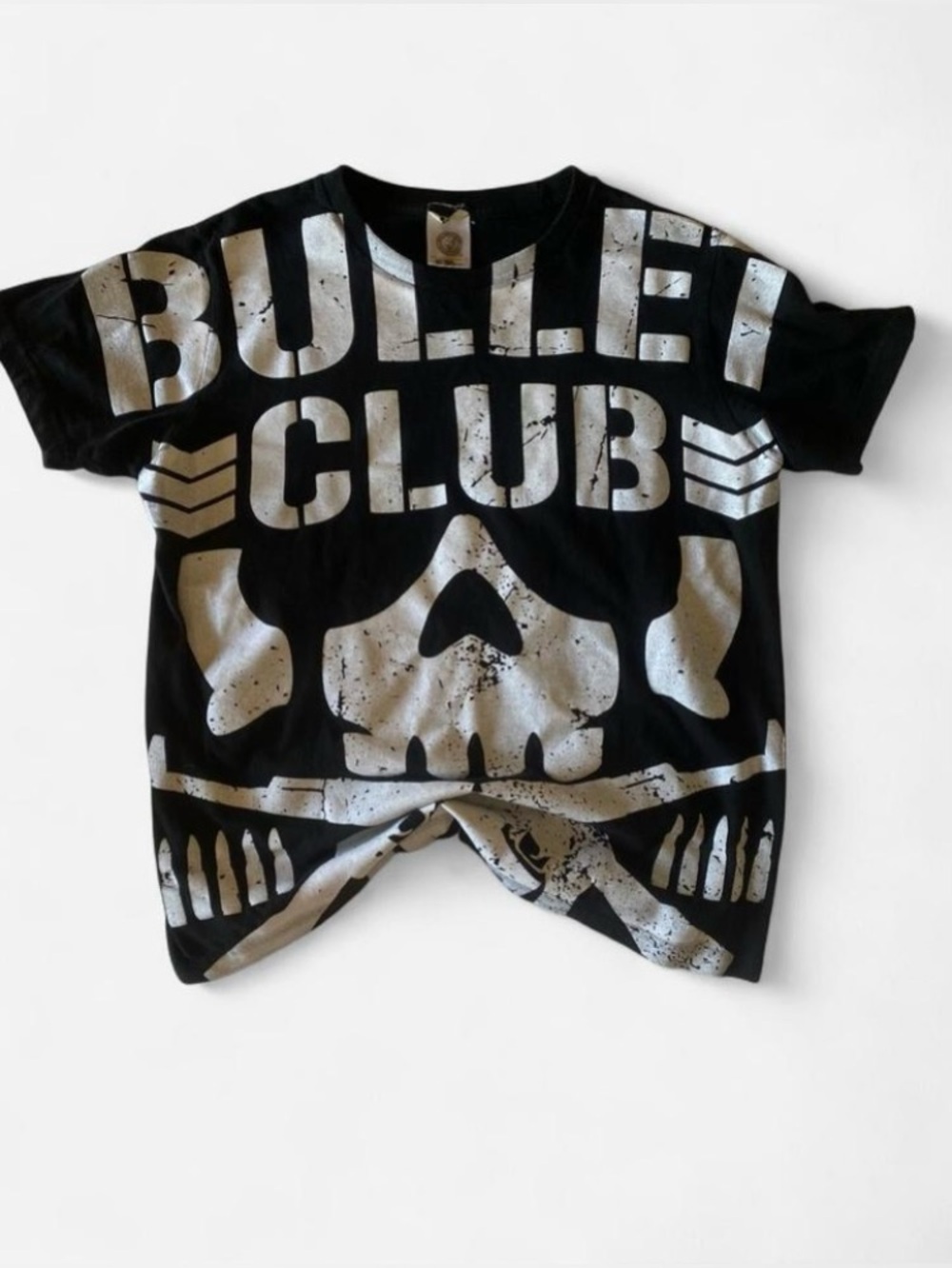 Japan Pro Wrestling Bullet Club Black & White Tee with Skull & Gun Graphic